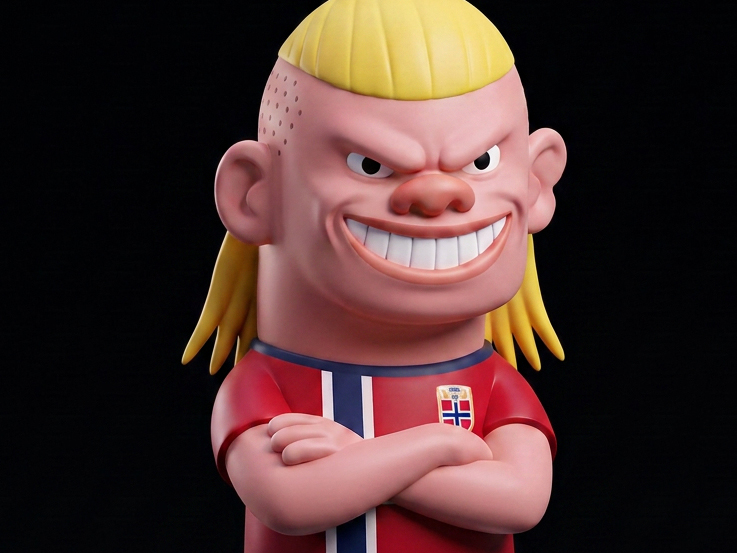 El mismo personaje de Haaland modelado en 3D